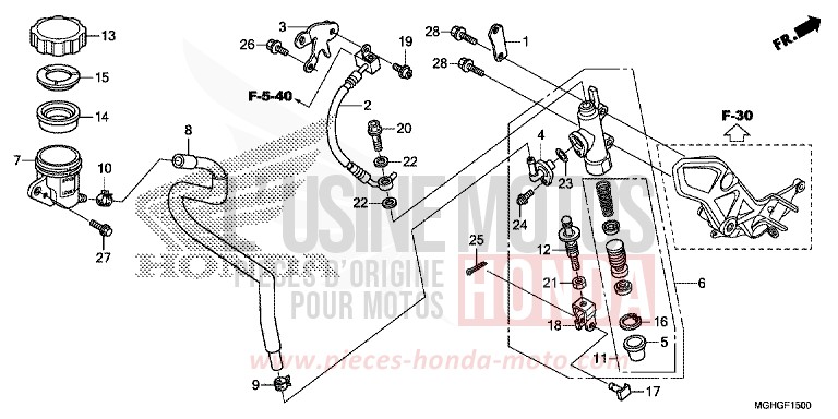 MAITRE-CYLINDRE FREIN AR. von VFR1200X "Crosstourer" DCT PEARL COSMIC BLACK (NHA64) von 2016